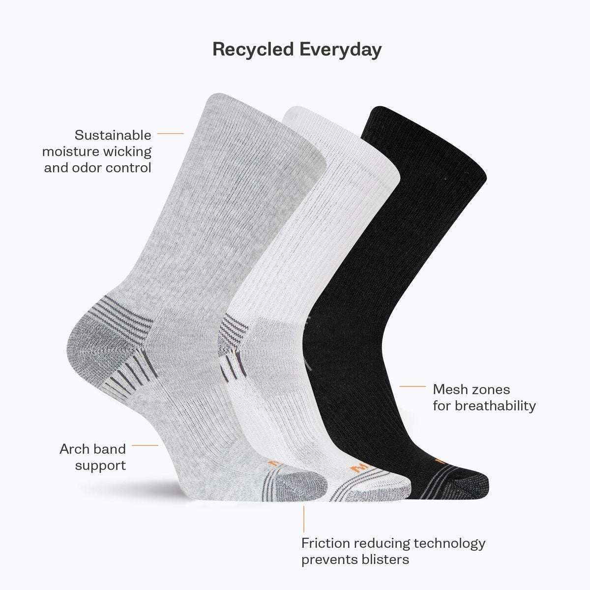 Recycled Low Cut Tab Sock 3 Pack - Socks | Merrell Premium